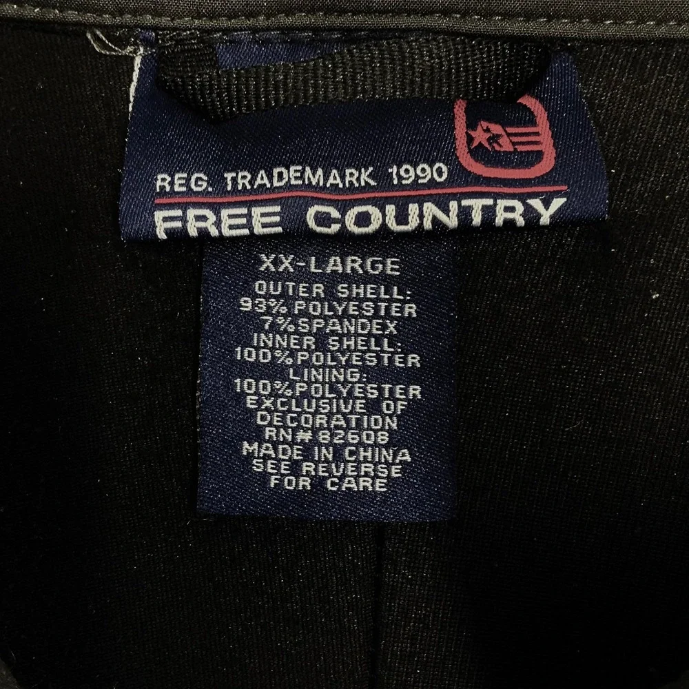 Free Country‎ Men's 2XL Black Softshell Jacket Full Zip Water Resistant Outdoor